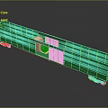 Green Train Car Model With Open Structure Wheels And Cargo Space