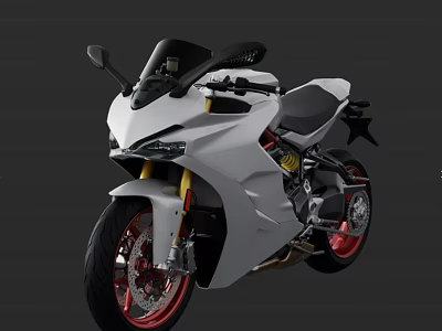 Sleek White Sport Motorcycle With Streamlined Modern Design Red Rims And Black Accents 3d model