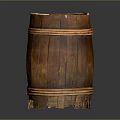 Rustic Wooden Barrel Storage Equipment With Natural Wood Staves And Metal Rings