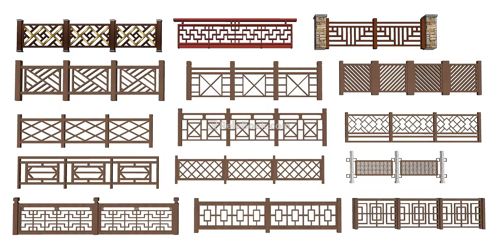Fence Railing Set 3d model