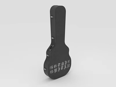 Black Guitar Shaped Object With Symbols And Numbers On Its Surface 3d model