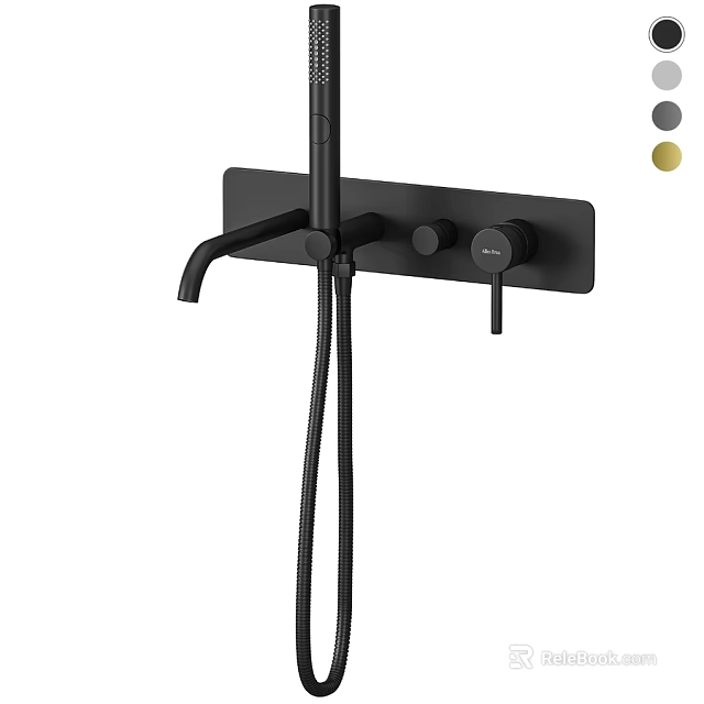 Modern Black Shower Faucet With Panel Knobs And Handheld Shower Head Color Options 3d model 