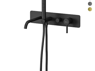 Modern Black Shower Faucet With Panel Knobs And Handheld Shower Head Color Options 3d model