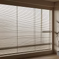 Light Colored Window Blinds in Modern Room Interior with Potted Plant and Wooden Floor