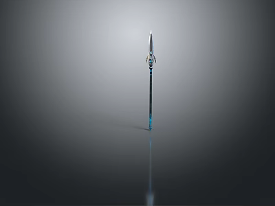 Modern Sleek Metal Spear Featuring Blue Accents And Reflective Surface Design 3d model