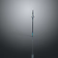 Modern Sleek Metal Spear Featuring Blue Accents And Reflective Surface Design