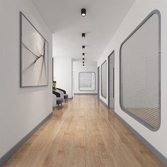 Modern aisle office walkway 3d model