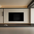 Modern TV Wall with White Cabinets Platform Base and Ambient Lighting Design 3d model