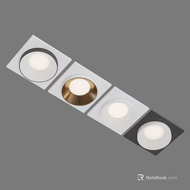Modern Square Recessed Downlights Spotlights With White Gold Black Frame For Indoor Lighting 3d model 