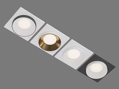 Modern Square Recessed Downlights Spotlights With White Gold Black Frame For Indoor Lighting 3d model
