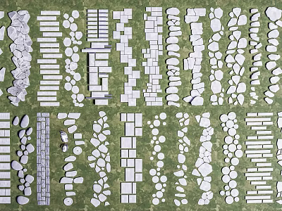 Various Stone Stepping Stones In Garden Landscape Design With Natural Shapes Arrangement Path 3d model