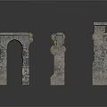 Ancient Stone Architectural Elements Featuring Columns Arches And Carved Details 3d model