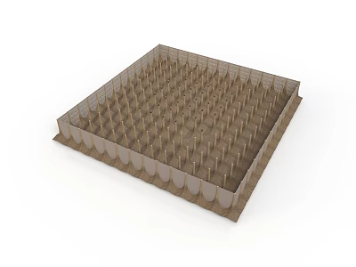 Square Shaped Grid Structure With Regular Protrusions And Smooth Base Design 3d model