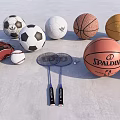 Various Sports Equipment Collection Including Soccer Balls Basketball Baseball Glove And Badminton Rackets