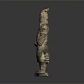 Ancient Chinese Terracotta Warrior Sculpture With Intricate Armor And Headdress Design