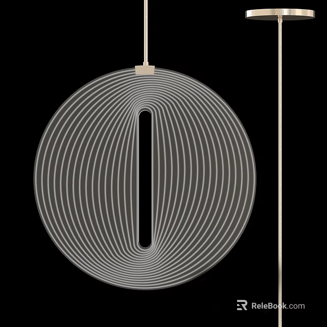 Modern Minimalist Circular Chandelier With Wireframe Design And Central Rectangular Cutout 3d model