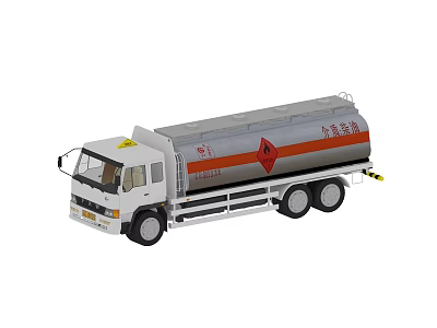 Utility Vehicle Gasoline Tanker Truck With Orange Stripe And Hazard Sign 3d model