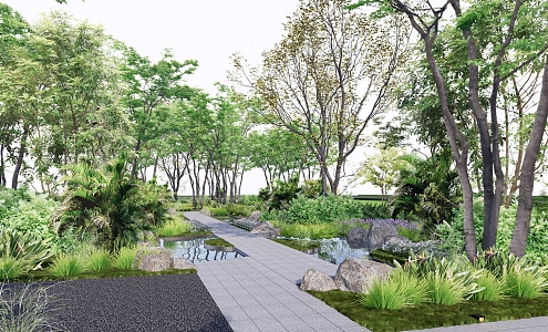 Modern landscape wetland park plant combination flowers and plants combination plant pile flower border 3d model