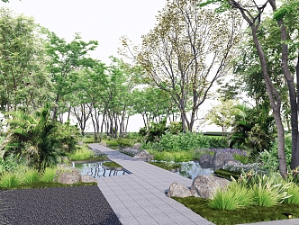 Modern landscape wetland park plant combination flowers and plants combination plant pile flower border 3d model