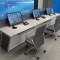 Control room console of command center monitoring room 3d model