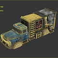 Old Blue Truck With Rusty Details Green Gray Body And Radioactive Symbol
