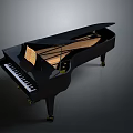 Living Supplies Black Grand Piano With Wooden Interior And Piano Keys