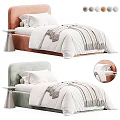 Cozy Modern Single Bed Interior With Upholstered Headboard Decorative Pillows And Striped Blanket