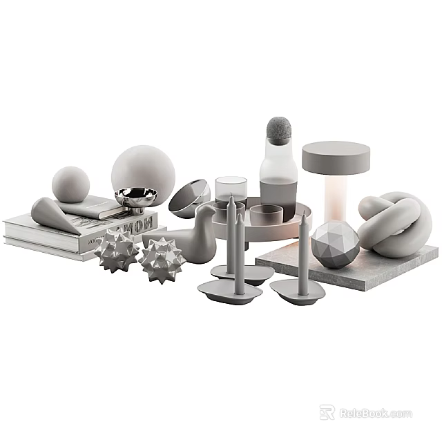 Artistic Modern Abstract Sculptures With Geometric Shapes And Decorative Bases 3d model 