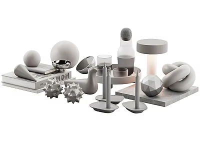 Artistic Modern Abstract Sculptures With Geometric Shapes And Decorative Bases 3d model