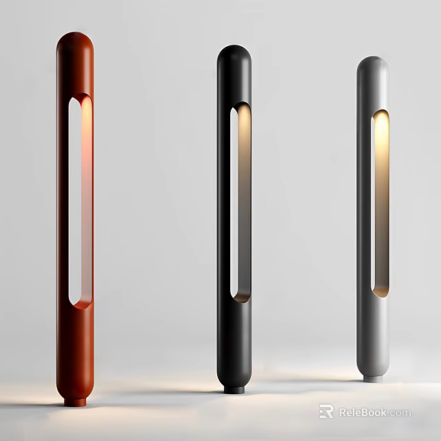 Modern Tall Floor Lamps in Brown Black Gray with Vertical Illuminated Design for Home Decor 3d model 