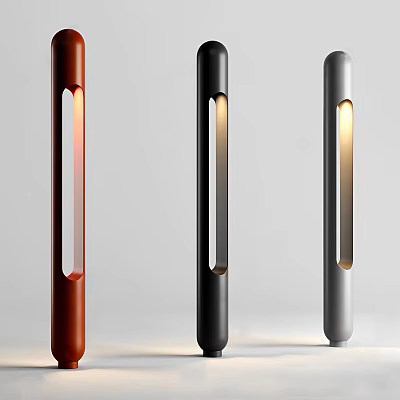 Modern Tall Floor Lamps in Brown Black Gray with Vertical Illuminated Design for Home Decor 3d model