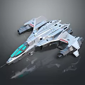 Futuristic Sci-Fi Spaceship Model With Silver Metallic Body And Transparent Cockpit