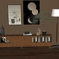 Quiet Chinese and Ancient Style Side Cabinet Floor Lamp Decorative Painting Quiet Ornaments 3d model