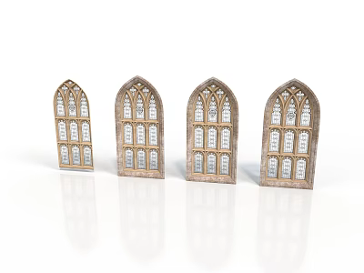 Architectural Arched Windows With Intricate Carved Details And Classical Design Elements 3d model
