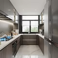Modern Kitchen With Dark Cabinets White Countertop Window And Stainless Steel Appliances