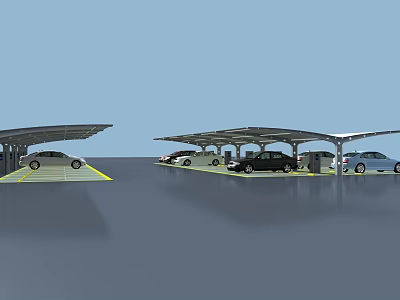 Outdoor Carport Parking Shelter With Covered Spaces For Multiple Cars 3d model