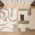 Modern Square Rugs With Abstract Curves And Geometric Patterns On Wooden Floor