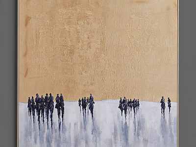 Oil Painting Featuring Black Silhouettes With Reflections On Light Wooden Background 3d model