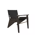 Modern Leisure Chair With Dark Wood Frame And Comfortable Leather Seat