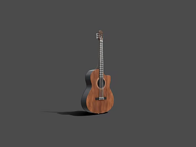 High Quality Wooden Acoustic Guitar Musical Instrument With Natural Wood Design 3d model