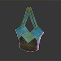 Stylish Blue Woven Tote Bag with Gradient Color and Crochet Texture Design