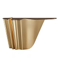 Modern Elegant Console Table With Golden Folded Base And Dark Wooden Top 3d model