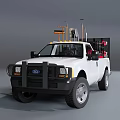 White Functional Pickup Truck Loaded With Various Tools And Equipment 3d model