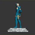 Blue Warrior Statue With Detailed Armor And JUNI Name Plate Base