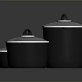 Black Cookware Set With Lids For Household Kitchen Daily Use 3d model