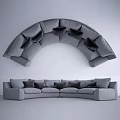 Gray Irregular Shaped Sofa With Curved Modular Structure And Plush Cushions 3d model
