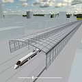 High Speed Train Moving On Covered Track By Modern City Buildings And Green Spaces