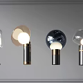 Modern Table Lamps With Round Glass Shades And Gold And Black Metal Bases