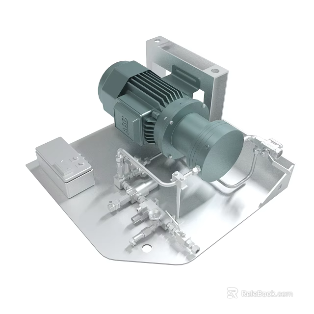 Mechanical Device Assembly With Motor Pipes Metal Base And Industrial Components 3d model