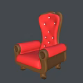 Elegant Red Single Sofa With Button Tufted Back And Comfortable Wooden Arms Design 3d model